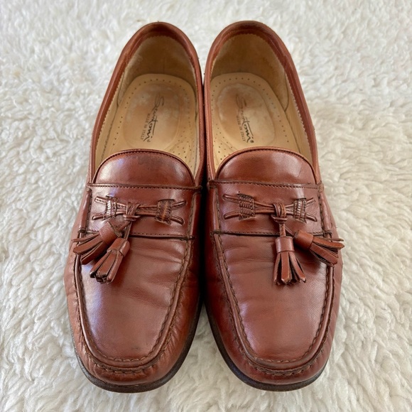 Santoni Chestnut Leather Tassel Loafers size 9 D main image 7